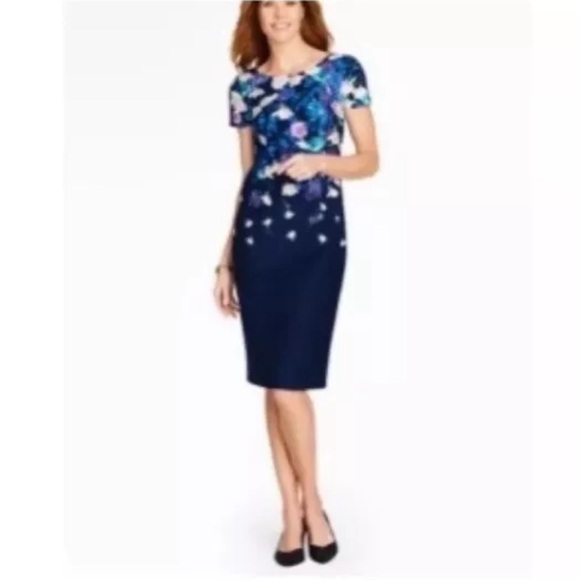 Talbots Dresses & Skirts - 🌻 2/$10 Talbots Floral Ombré Sheath Dress Navy Blue Purple size 6